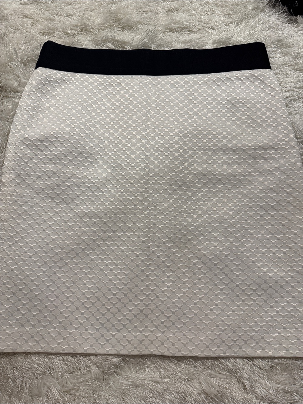Worthington White Mini Skirt with Black Waistband